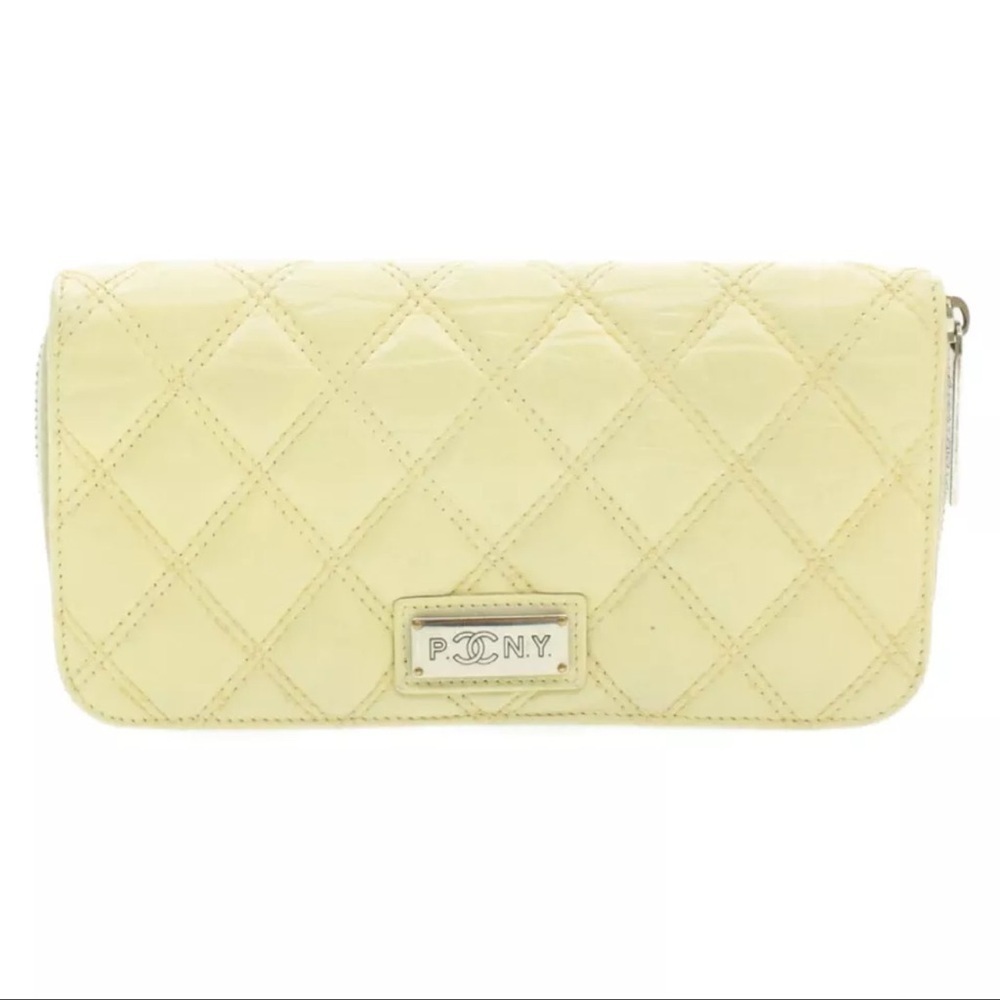 CHANEL Matelasse Zippy Long Wallet Beige CC Auth cr619